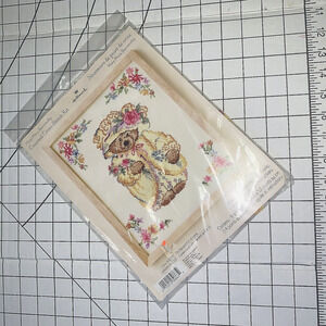 Hallmark Mary-Mary Bearworthy Counted Cross Stitch Kit Garden Teddy 8x10 NEW